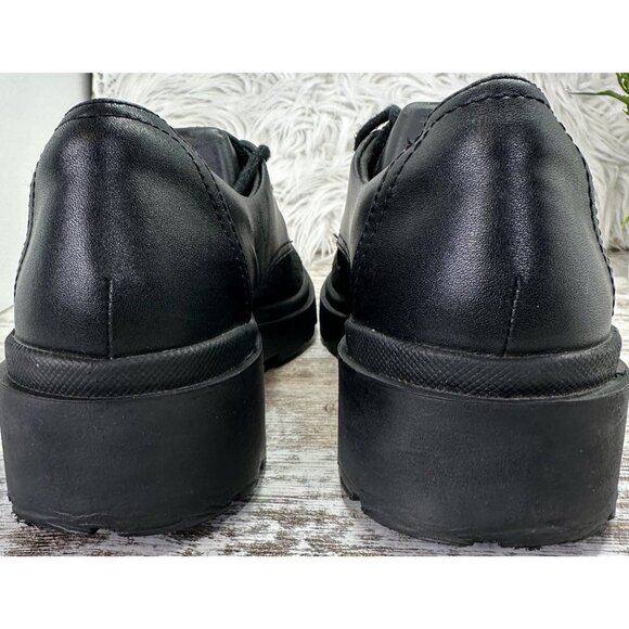 Clarks Calla Ruby Oxford 7M Blk Leather Lace Up Lug Sole Academic Preppy Career - Picture 7 of 12